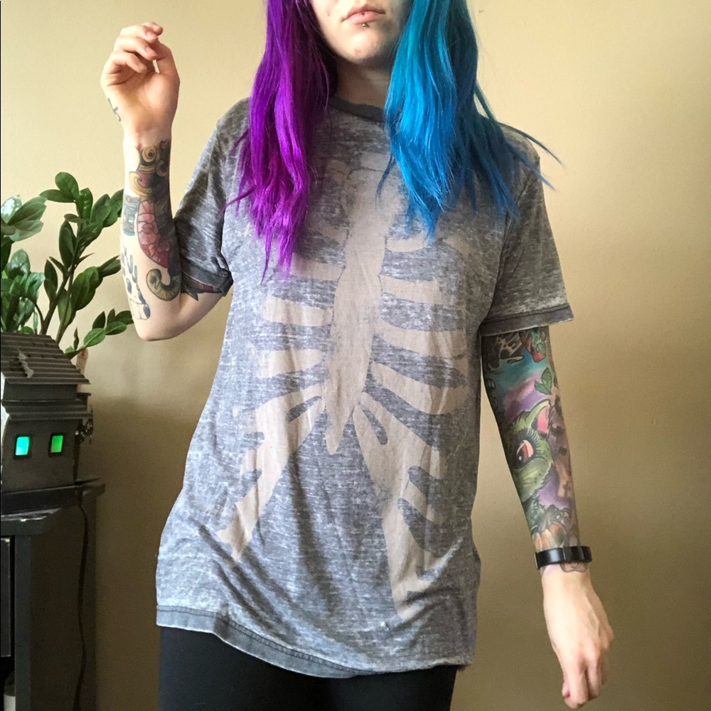 EVERYTHING MUST GO ‼️ Sheer Grey Ribcage Shirt